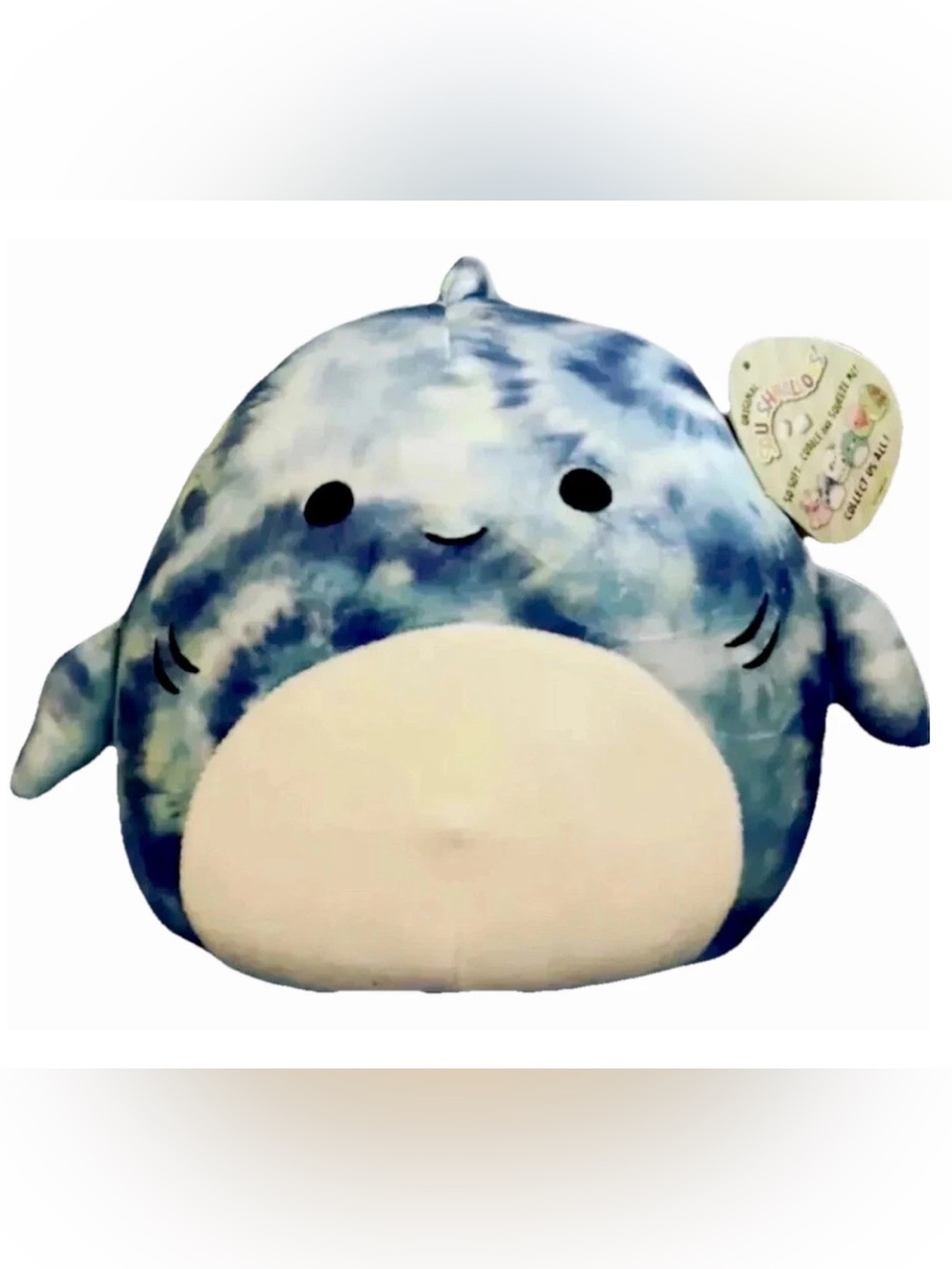Squishmallows 8" Luther the Shark Blue Tie Dye Plush NWT